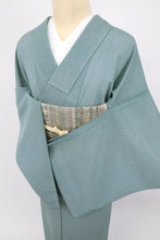 画像をギャラリービューアに読み込む, 【中古】夏着物『絽』江戸小紋 両面染 鮫×墨流し 青緑 カジュアル 無紋 身丈157.5cm 裄丈66cm 正絹 KG7-121