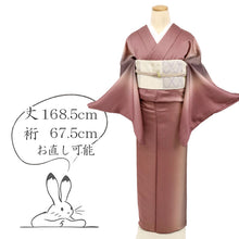 画像をギャラリービューアに読み込む, 【中古】長尺 小紋 縦筋ぼかし 淡い紅檜皮色 背紋有 セミフォーマル 身丈168.5cm 裄丈67.5cm 袷正絹着物 lsize トールサイズ KP12-13