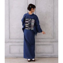 画像をギャラリービューアに読み込む, 洗える着物 阿波しじら【群青に無地格子】No,306 女性用 13m しじら織 反物 夏着物 単衣着物 ゆかた 木綿 フルオーダー お仕立て 普段着 湯通し済み 着付け 着物 浴衣 和装 レディース 家庭洗濯可