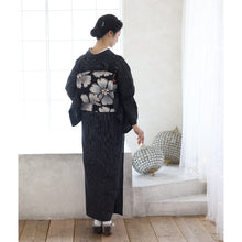 画像をギャラリービューアに読み込む, 洗える着物 阿波しじら【 黒に極細白縞 】 No,101BK 13m 女性用 しじら織 反物 夏着物 単衣着物 ゆかた 木綿 フルオーダー お仕立て 普段着 湯通し済み 着付け 着物 浴衣 和装 レディース 家庭洗濯可