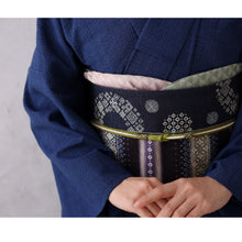 画像をギャラリービューアに読み込む, 洗える着物 阿波しじら【群青に無地格子】No,306 女性用 13m しじら織 反物 夏着物 単衣着物 ゆかた 木綿 フルオーダー お仕立て 普段着 湯通し済み 着付け 着物 浴衣 和装 レディース 家庭洗濯可