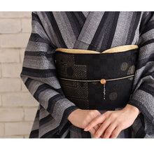 画像をギャラリービューアに読み込む, 洗える着物 阿波しじら 【源氏鼠の濃淡鰹縞】 13m 女性用 しじら織 反物 夏着物 単衣着物 ゆかた 木綿 フルオーダー お仕立て 普段着 湯通し済み 着付け 着物 浴衣 和装 レディース 家庭洗濯可 No,A8