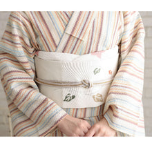 画像をギャラリービューアに読み込む, 洗える着物 阿波しじら【 生成マルチストライプ 】 13m 女性用 しじら織 反物 夏着物 単衣着物 ゆかた 木綿 フルオーダー お仕立て 普段着 湯通し済み 着付け 着物 浴衣 和装 レディース 家庭洗濯可 No,H24