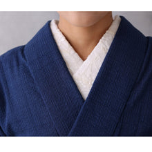 画像をギャラリービューアに読み込む, 洗える着物 阿波しじら【群青に無地格子】No,306 女性用 13m しじら織 反物 夏着物 単衣着物 ゆかた 木綿 フルオーダー お仕立て 普段着 湯通し済み 着付け 着物 浴衣 和装 レディース 家庭洗濯可