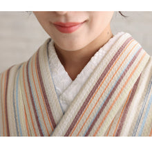 画像をギャラリービューアに読み込む, 洗える着物 阿波しじら【 生成マルチストライプ 】 13m 女性用 しじら織 反物 夏着物 単衣着物 ゆかた 木綿 フルオーダー お仕立て 普段着 湯通し済み 着付け 着物 浴衣 和装 レディース 家庭洗濯可 No,H24