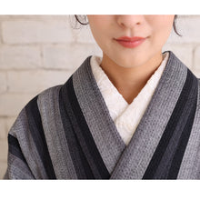 画像をギャラリービューアに読み込む, 洗える着物 阿波しじら 【源氏鼠の濃淡鰹縞】 13m 女性用 しじら織 反物 夏着物 単衣着物 ゆかた 木綿 フルオーダー お仕立て 普段着 湯通し済み 着付け 着物 浴衣 和装 レディース 家庭洗濯可 No,A8