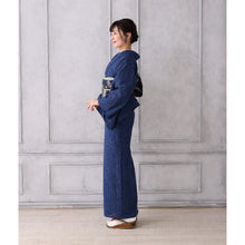 画像をギャラリービューアに読み込む, 洗える着物 阿波しじら【群青に無地格子】No,306 女性用 13m しじら織 反物 夏着物 単衣着物 ゆかた 木綿 フルオーダー お仕立て 普段着 湯通し済み 着付け 着物 浴衣 和装 レディース 家庭洗濯可
