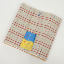 画像をギャラリービューアに読み込む, 洗える着物 阿波しじら【 生成絣にざっくり赤黄格子 】 No,77 女性用 13m しじら織 反物 夏着物 単衣着物 ゆかた 木綿 フルオーダー お仕立て 普段着 湯通し済み 着付け 着物 浴衣 和装 レディース 家庭洗濯可