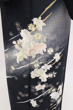 画像をギャラリービューアに読み込む, 【中古】長尺 極上刺繍 付下げ 舞う蘭花模様 伊と幸 フォーマル 薄黒 身丈174.5cm 裄丈71cm 和装 きもの 袷正絹着物 SB2-17 lsize トールサイズ