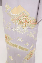画像をギャラリービューアに読み込む, 【仮絵羽】色留袖 重ね菱に華やぎの唐花模様 フォーマル 準礼装 パープル 紫 和装 袷正絹着物 SP12-8