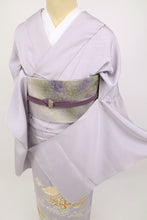 画像をギャラリービューアに読み込む, 【仮絵羽】色留袖 重ね菱に華やぎの唐花模様 フォーマル 準礼装 パープル 紫 和装 袷正絹着物 SP12-8