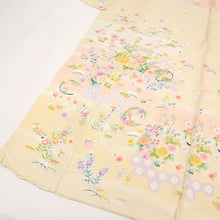 画像をギャラリービューアに読み込む, 仮絵羽 訪問着 吉祥文松竹梅華麗なる花々 フォーマル 淡い肌色 和装 きもの 袷正絹着物 SY9-14