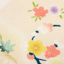 画像をギャラリービューアに読み込む, 仮絵羽 訪問着 吉祥文松竹梅華麗なる花々 フォーマル 淡い肌色 和装 きもの 袷正絹着物 SY9-14