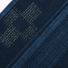 画像をギャラリービューアに読み込む, 【中古】長尺 単衣 紬 細やか縞に絣模様 濃淡紺色 カジュアル 身丈165.5cm 裄丈68cm 単衣着物 TA5-12