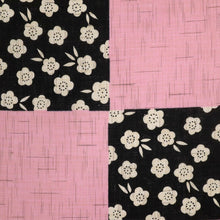 画像をギャラリービューアに読み込む, 反物 『源氏物語謹製』綿麻 麻ものがたり格子梅花模様 長さ12m 反巾37cm ピンク×ベージュ カジュアル お仕立て可 反24-161
