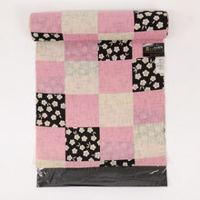 画像をギャラリービューアに読み込む, 反物 『源氏物語謹製』綿麻 麻ものがたり格子梅花模様 長さ12m 反巾37cm ピンク×ベージュ カジュアル お仕立て可 反24-161