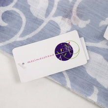 画像をギャラリービューアに読み込む, 【新品】 反物 『召しませ華』綿麻『近江ちぢみ』花唐草 黒紺×水色 麻85% 綿15% 長さ12.5cm 反巾39cm 日本製 夏着物 きもの 和装 反24-22