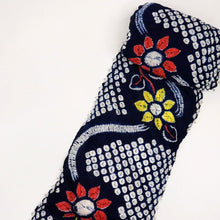 画像をギャラリービューアに読み込む, 浴衣反物 手しぼり 『有松鳴海絞』流線花模様 カジュアル 紺ネイビー 木綿 夏着物 お仕立て可 和装 絞り きもの 反24-252 古反