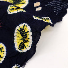 画像をギャラリービューアに読み込む, 浴衣反物 手しぼり 『藤娘』蜘蛛絞りと花模様 カジュアル 紺ネイビー 木綿 夏着物 お仕立て可 和装 絞り きもの 反24-253 古反