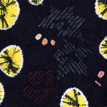 画像をギャラリービューアに読み込む, 浴衣反物 手しぼり 『藤娘』蜘蛛絞りと花模様 カジュアル 紺ネイビー 木綿 夏着物 お仕立て可 和装 絞り きもの 反24-253 古反