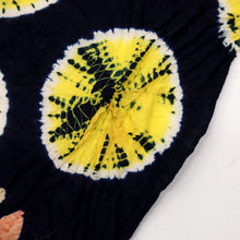 画像をギャラリービューアに読み込む, 浴衣反物 手しぼり 『藤娘』蜘蛛絞りと花模様 カジュアル 紺ネイビー 木綿 夏着物 お仕立て可 和装 絞り きもの 反24-253 古反