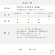 画像をギャラリービューアに読み込む, 浴衣反物 東京新粋染 花の柄縞横段 藍色 夏着物 木綿 長さ12.4m 反巾36cm カジュアル 普段着 反24-87