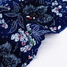 画像をギャラリービューアに読み込む, 手しぼり 浴衣 反物 あじさい桔梗の花 紺色 木綿 カジュアル 夏着物 お仕立て可 和装 絞り きもの 反25-110