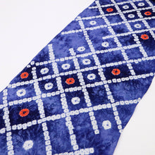 画像をギャラリービューアに読み込む, しぼり 浴衣反物 斜め格子 青紫色 木綿 長さ11.7m 反巾37cm カジュアル お仕立可 夏着物 反25-144