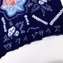 画像をギャラリービューアに読み込む, 手しぼり 浴衣反物 彩りのクレマチス花模様 紺 木綿 長さ12.6m 反巾38cm カジュアル お仕立可 夏着物 反25-148