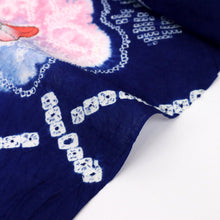 画像をギャラリービューアに読み込む, 手しぼり 浴衣反物 彩りのクレマチス花模様 紺 木綿 長さ12.6m 反巾38cm カジュアル お仕立可 夏着物 反25-148