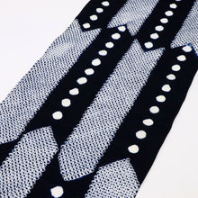 画像をギャラリービューアに読み込む, しぼり 浴衣反物『藤娘』矢羽根の市松模様 濃紺 木綿 反巾37.5cm カジュアル お仕立可 夏着物 反25-151