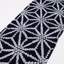 画像をギャラリービューアに読み込む, 手しぼり 浴衣反物 シンプル麻の葉模様 木綿 濃紺 木綿 反巾36.5cm カジュアル お仕立可 夏着物 反25-152