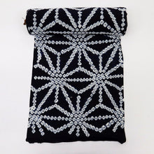 画像をギャラリービューアに読み込む, 手しぼり 浴衣反物 シンプル麻の葉模様 木綿 濃紺 木綿 反巾36.5cm カジュアル お仕立可 夏着物 反25-152