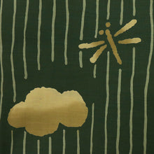 画像をギャラリービューアに読み込む, 浴衣反物 ブランド『ツモリチサト』縞に蜻蛉 緑 木綿 夏着物 反巾38cm 長さ12m カジュアル 普段着 お仕立て可 反25-160