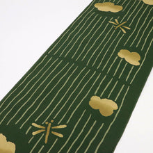 画像をギャラリービューアに読み込む, 浴衣反物 ブランド『ツモリチサト』縞に蜻蛉 緑 木綿 夏着物 反巾38cm 長さ12m カジュアル 普段着 お仕立て可 反25-160