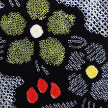 画像をギャラリービューアに読み込む, 手しぼり 浴衣反物 鮮やか花模様 濃紺 木綿 反巾35cm 長さ11.4m カジュアル お仕立可 夏着物 反25-173