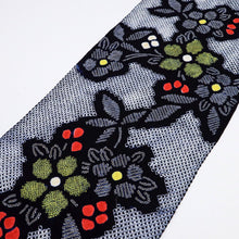 画像をギャラリービューアに読み込む, 手しぼり 浴衣反物 鮮やか花模様 濃紺 木綿 反巾35cm 長さ11.4m カジュアル お仕立可 夏着物 反25-173