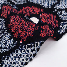 画像をギャラリービューアに読み込む, 手しぼり 浴衣反物 つばきの花模様 紺 木綿 反巾34.5cm 長さ11.3m カジュアル お仕立可 夏着物 反25-175