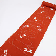 画像をギャラリービューアに読み込む, しぼり ブランド浴衣『コシノヒロコ』流水とんぼ 朱赤 木綿 反巾37cm 長さ12.7m カジュアル お仕立可 夏着物 反25-179