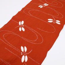 画像をギャラリービューアに読み込む, しぼり ブランド浴衣『コシノヒロコ』流水とんぼ 朱赤 木綿 反巾37cm 長さ12.7m カジュアル お仕立可 夏着物 反25-179