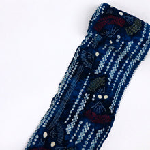 画像をギャラリービューアに読み込む, 浴衣『本場鳴海志ぼり』反物 扇子とライン 濃淡紺色 木綿 カジュアル 夏着物 お仕立て可 和装 絞り きもの 反25-31