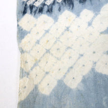 画像をギャラリービューアに読み込む, しぼり 浴衣反物 市松の花模様 灰青 木綿 反巾36cm カジュアル お仕立可 夏着物 反25-34