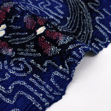 画像をギャラリービューアに読み込む, 手しぼり 浴衣反物 流水にとんぼ 濃淡紺色 カジュアル 木綿 夏着物 お仕立て可 和装 絞り きもの 反25-56