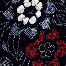 画像をギャラリービューアに読み込む, 浴衣『本場有松しぼり』反物 流線花籠模様 紺 木綿 カジュアル 夏着物 お仕立て可 和装 絞り きもの 反25-69