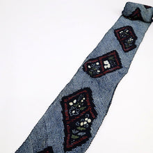 画像をギャラリービューアに読み込む, しぼり 浴衣反物 二枠の格子に花模様 紺 カジュアル 木綿 夏着物 お仕立て可 和装 絞り きもの 反25-86