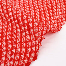 画像をギャラリービューアに読み込む, しぼり 浴衣反物『藤娘』レトロ染 総蜘蛛絞り 赤 木綿 夏着物 お仕立て可 和装 絞り きもの 反25-90