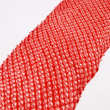 画像をギャラリービューアに読み込む, しぼり 浴衣反物『藤娘』レトロ染 総蜘蛛絞り 赤 木綿 夏着物 お仕立て可 和装 絞り きもの 反25-90