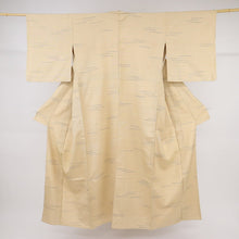 画像をギャラリービューアに読み込む, 【中古】単衣 希少『ざざんざ織り』紬 横段霞 淡いベージュ カジュアル 身丈160cm 裄丈67cm 正絹 TY7-10