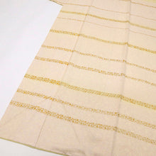 画像をギャラリービューアに読み込む, 【中古】訪問着 煌びやか横段に小さな花の刺繍 背紋有 淡黄色 身丈157cm 裄丈68.5cm msize 仕立て上がり 袷正絹着物  SY3-5
