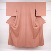 画像をギャラリービューアに読み込む, 【中古】単衣 江戸小紋 角通し 長尺 赤 無紋 作家落款有 ふだん着物洗替えに♪ カジュアル 身丈164cm 裄丈66cm 正絹 5KM14
